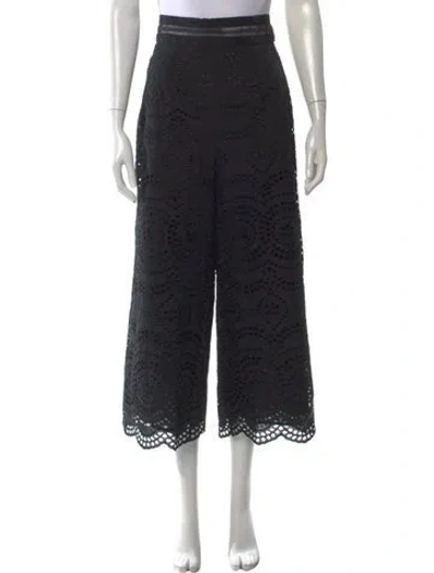 Pre-owned Zimmermann Lace Pattern Wide Leg Pants In Black