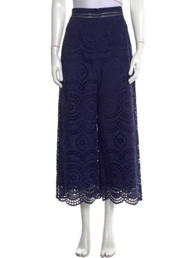 Pre-owned Zimmermann Lace Pattern Wide Leg Pants In Blue
