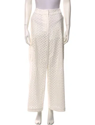 Pre-owned Zimmermann Lace Pattern Wide Leg Pants In Neutral
