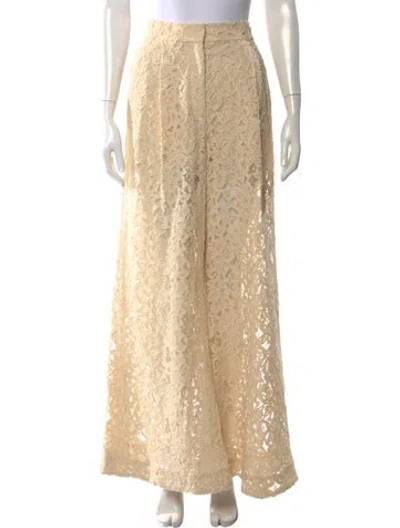 Pre-owned Zimmermann Lace Pattern Wide Leg Pants In Neutral