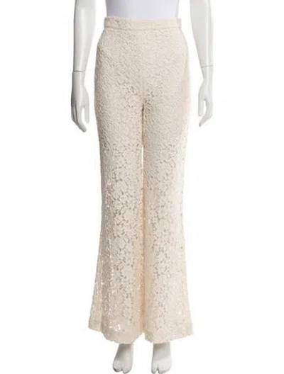 Pre-owned Zimmermann Lace Pattern Wide Leg Pants In Neutrals