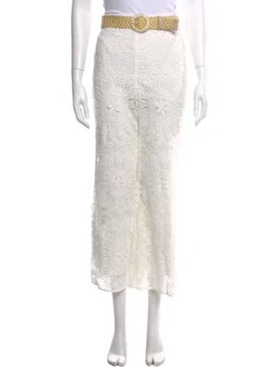 Pre-owned Zimmermann Lace Pattern Wide Leg Pants In Neutrals