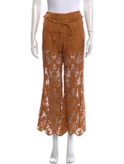 Pre-owned Zimmermann Lace Pattern Wide Leg Pants W/ Tags In Brown