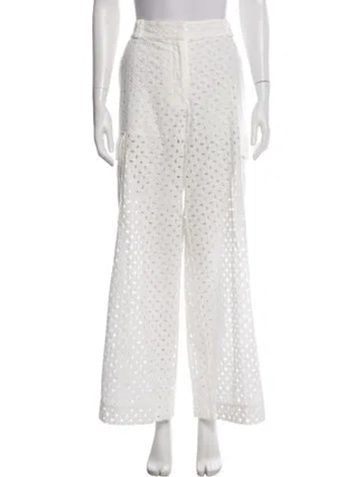 Pre-owned Zimmermann Lace Pattern Wide Leg Pants In White