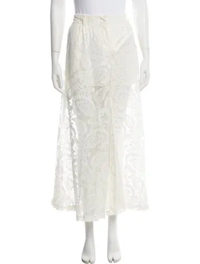 Pre-owned Zimmermann Lace Pattern Wide Leg Pants In White