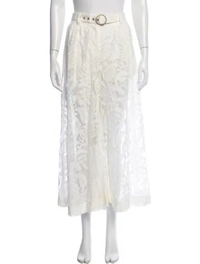 Pre-owned Zimmermann Lace Pattern Wide Leg Pants In White