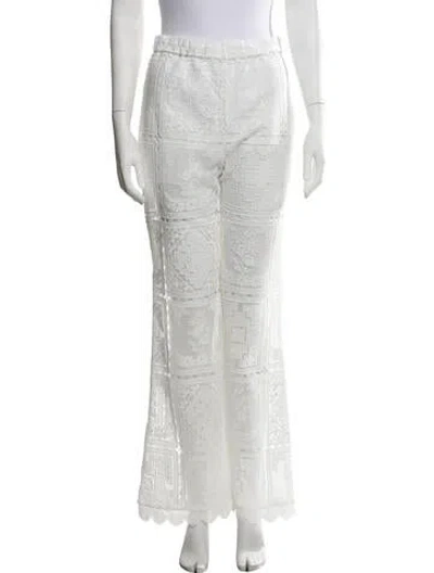 Pre-owned Zimmermann Lace Pattern Wide Leg Pants In White