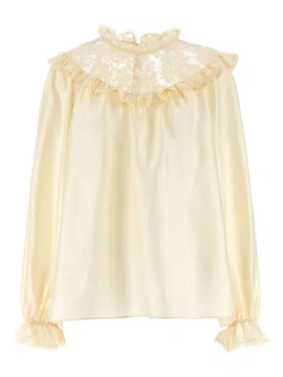 ZIMMERMANN LACE RUFFLED SILK BLOUSE