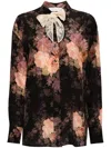 Zimmermann Illustration Lace-trimmed Floral-print Silk Crepe De Chine Shirt In Black