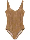 Zimmermann Beige Floral Lace Bodysuit With Semi-sheer Design