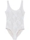 Zimmermann Scoop Neck Lace Bodysuit In Blue