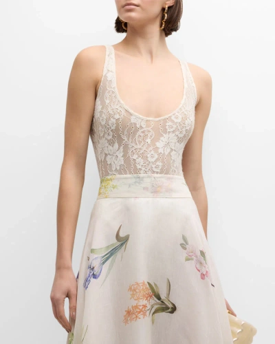 Zimmermann Lace Scoop Bodysuit In Pink