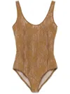 Zimmermann Beige Floral Lace Bodysuit With Semi-sheer Design In Neutrals