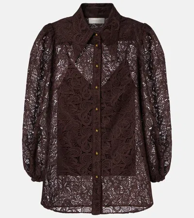 Zimmermann Illustration Guipure Lace Blouse In Brown