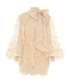 Zimmermann Beige ‘illustration' Blouse With Lace Overlay In Nude