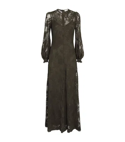 Zimmermann Lace-silk Memento Maxi Dress In Green