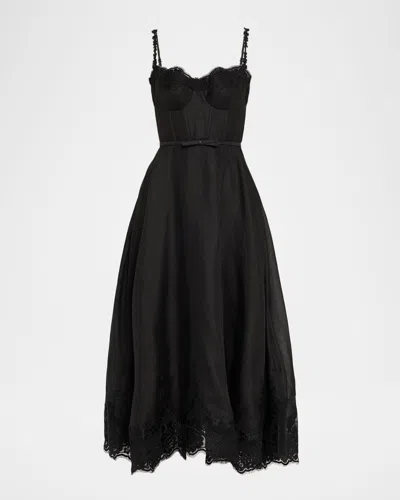 Zimmermann Lace-trim Corset Picnic Dress In Black