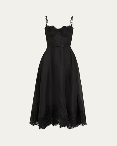 ZIMMERMANN LACE-TRIM CORSET PICNIC DRESS
