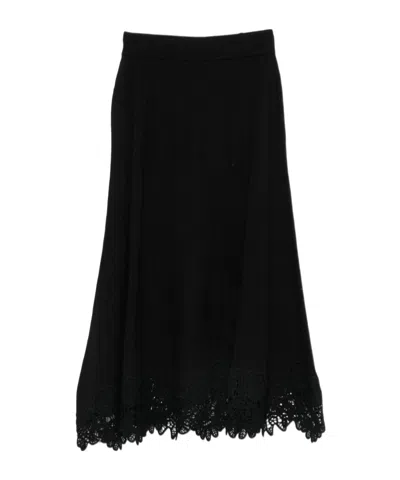 Zimmermann Lace Trim Midi Skirt In Black