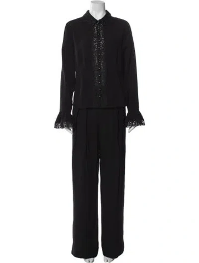 Pre-owned Zimmermann Lace Trim Set Beaded Accents Pant Set In Black