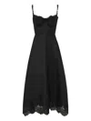 Zimmermann Hypnotic Picnic Belted Lace-trimmed Linen And Silk-blend Midi Dress In Black