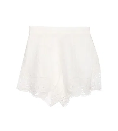 Zimmermann Lace Trimmed Linen Shorts In White