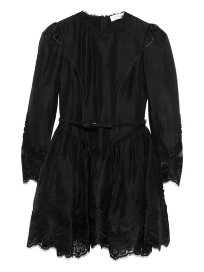 Zimmermann Hypnotic Lace Mini Dress In Black