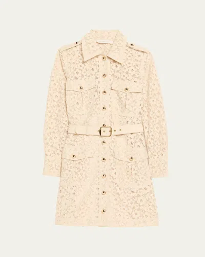 Zimmermann Lace Utility Shirtdress In Neutral