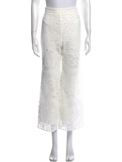 Pre-owned Zimmermann Lace Wide Leg Pants In White