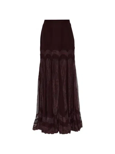 Zimmermann Lace-insert Silk Maxi Skirt In Brown