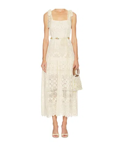 Zimmermann Lace-knit Maxi Dress In Light Brown
