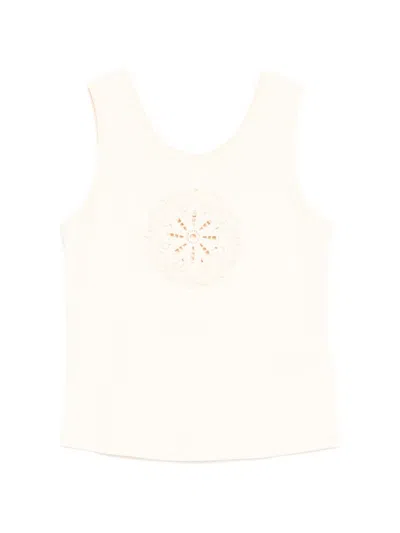 Zimmermann Kids' Lace-motif Ribbed Top In Neutral