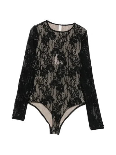Zimmermann Lace-panelled Long-sleeve Bodysuit In Black