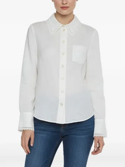 Pre-owned Zimmermann Lace-trim Embroidered Shirt In White