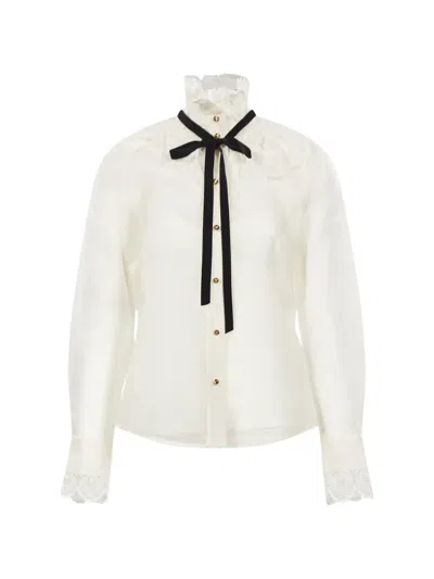 Zimmermann Lace-trim Pussy-bow Shirt In Neutral