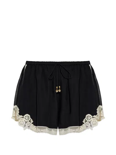 Zimmermann Roselight Cotton And Silk Shorts In Black