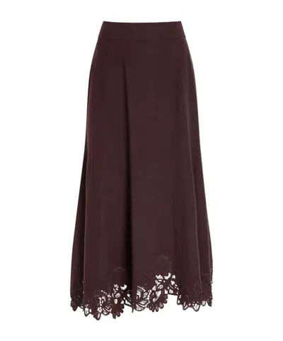 Zimmermann Lacetrim Wool Midi Skirt In Black