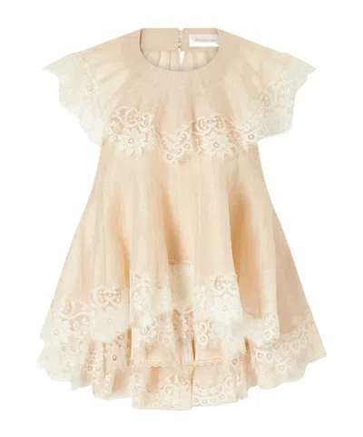 Zimmermann Lace-trimmed Linen And Silk-blend Fluttered Blouse In Neutral