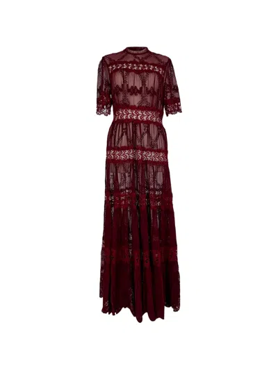 Pre-owned Zimmermann Lace-trimmed Maxi Dress In Red