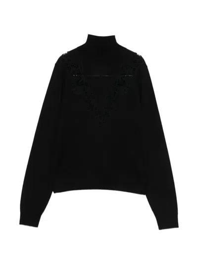 Zimmermann Wool Lace-trimmed Turtleneck Long-sleeve Midi Dress In Multi