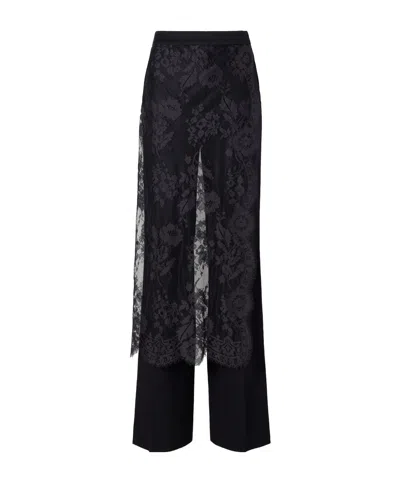 Zimmermann Valiant Lace-trimmed Stretch-linen Straight-leg Trousers In Black