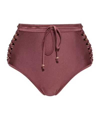 Zimmermann Lace-up Bikini Bottoms In Red