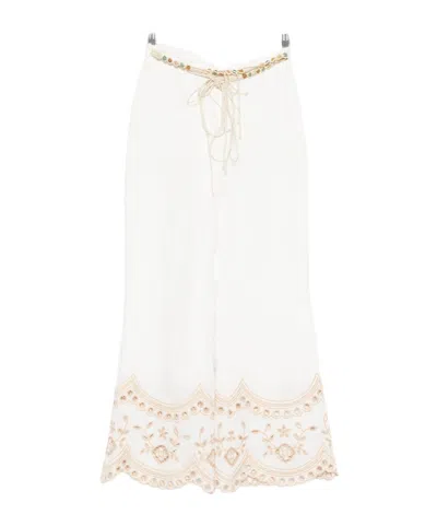 Zimmermann Lace-up Casual Pants In White