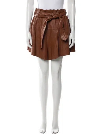 Pre-owned Zimmermann Lamb Leather Mini Skirt In Brown