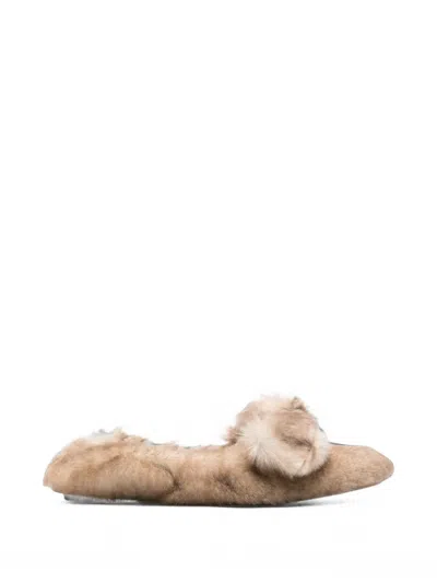 Zimmermann Lamb-shearling Ballet Flats In Neutral