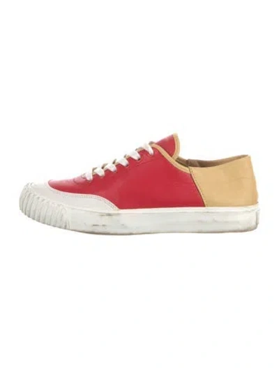 Pre-owned Zimmermann Lambskin Colorblock Pattern Sneakers In Red