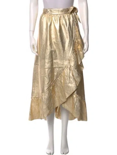 Pre-owned Zimmermann Lambskin Midi Length Skirt In Gold