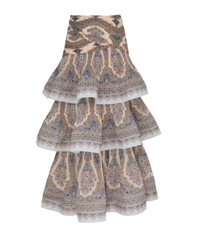 Zimmermann Laminated Pleated Skirt In Clear Blue