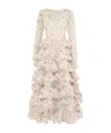 Zimmermann Halliday Tiered Gown In Ivory Watercolour Floral In Nude