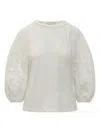Zimmermann Lantern-sleeve Lace-embellished Tee In White